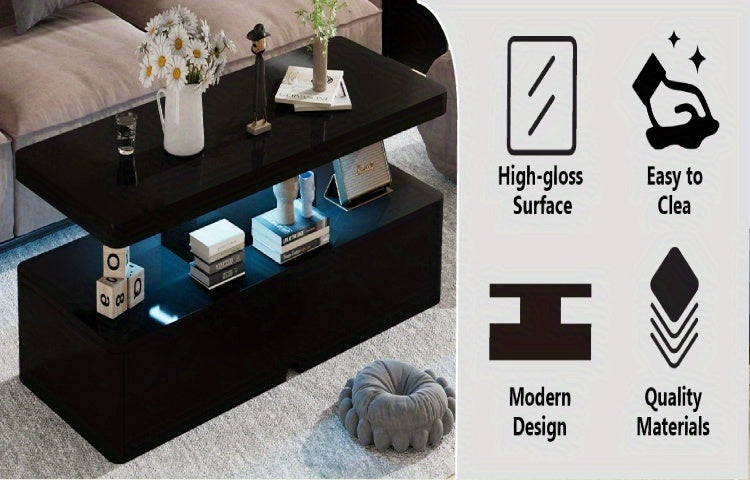 Modern LED Coffee Table for Living Rooms and Patios in Black or White with 16-Color Lighting