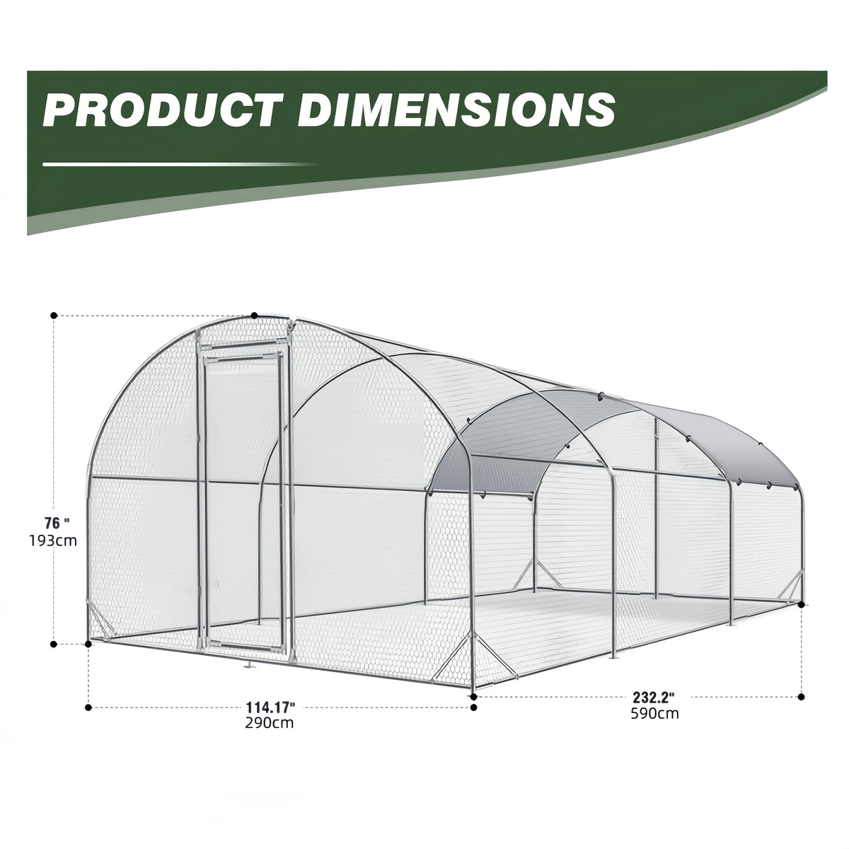 [Chicken Coop with Run] Large Chicken Coop with Run Walk-In Poultry Cage Chicken Runs House Pen Cage Dome Roofed Chicken Coops with Cover for Outdoor Backyard Farm Use, Raising Small Animals, Dome Roof