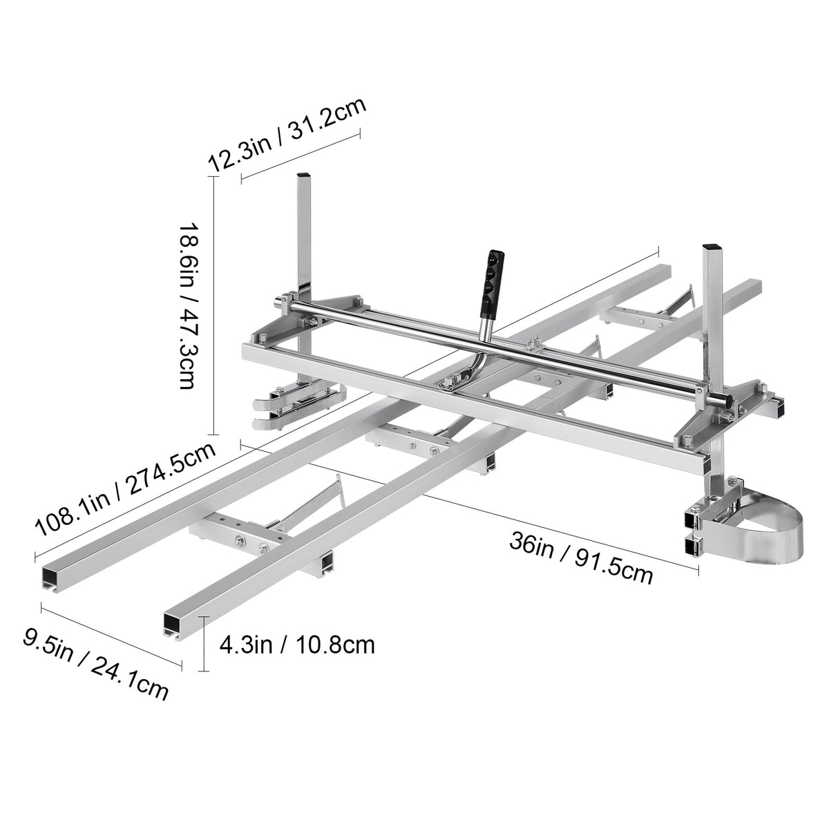 VEVOR Chainsaw Mill and Rail Mill Guide System, Portable Sawmill 14"-36" Guide Bar, 9ft Aluminum Saw Milling Rail Guide with Chainsaw Planking Mill for Woodworkers and Carpenters