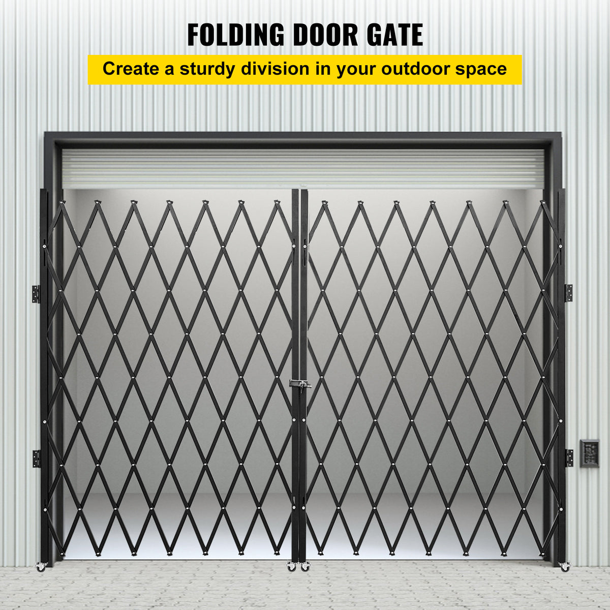 VEVOR Double Folding Security Gate, 87" H x 150" W Folding Door Gate, Steel Accordion Security Gate, Flexible Expanding Security Gate, 360 Rolling Barricade Gate, Scissor Gate or Door with Keys
