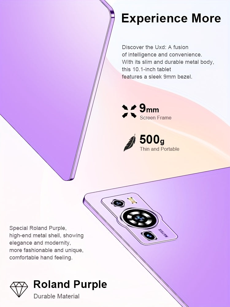 UXD A5 Android 15 Tablet, Equipped with Related Accessories, 16GB RAM (8GB+8GB Expandable), 512GB ROM Expandable up to 1TB, Supports WiFi/LTE, 6000mAh Battery, 10.1-inch HD Display with Keyboard, Mouse, Stylus, and Protective Case