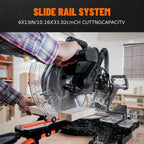 12" Blade 15Amp Sliding Compound Miter Saw with Aluminum Alloy Guard, 3800 RPM, Double-Bevel 45° And Dual Miter 45°, Max 13.2" X 4.1" Cutting Capacity, Dado Slot, 9 Positive Stops, Ideal for Woodworking Projects