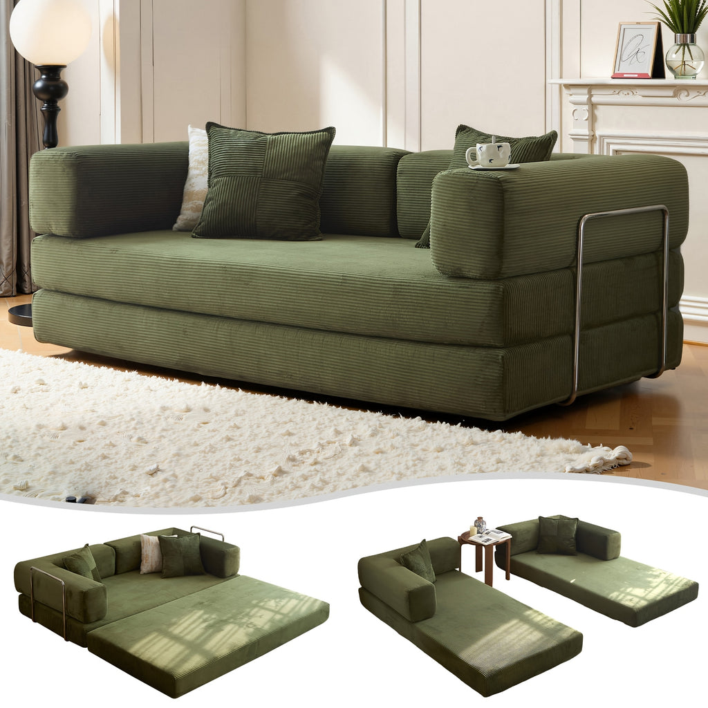 Boneless Sofa Bed, Convertible Modular Sofa With Armrest Pillow, Modular Sofa In A Box Compressed Memory Foam Sofa With Washable Sofa Cover For Living Room, Bedroom, Apartment, No Assembly