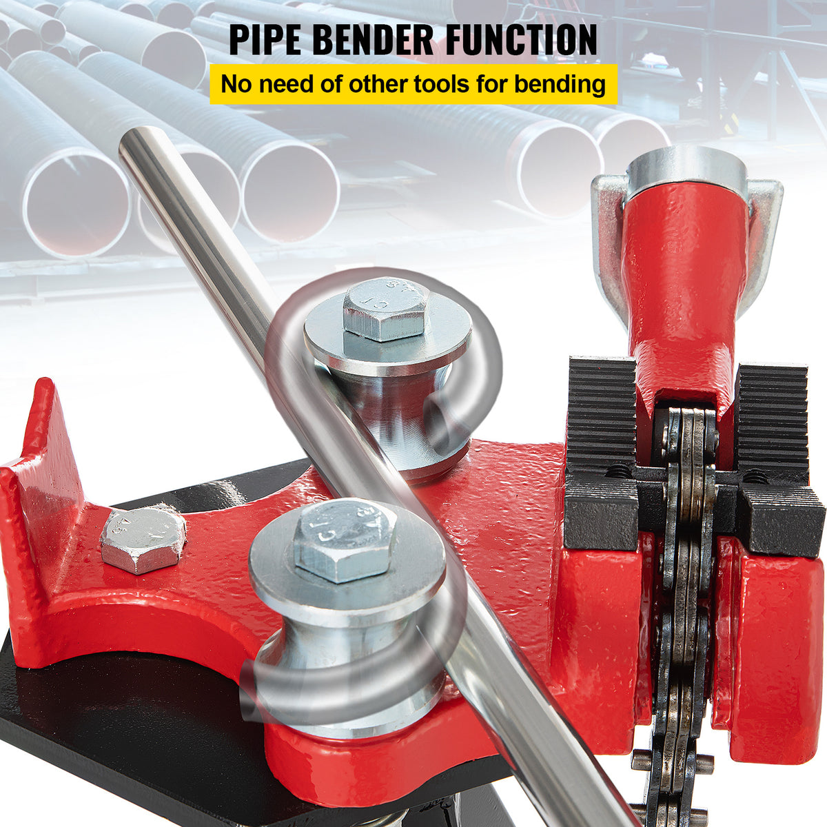 VEVOR Tripod Pipe Chain Vise, 1/8\"-5\" Pipe Capacity, 36.4“ Length Chain Vise Stand with Portable Folding Steel Legs, for Grabbing, Supporting and Bending Pipes in Factory, Workshop and Home