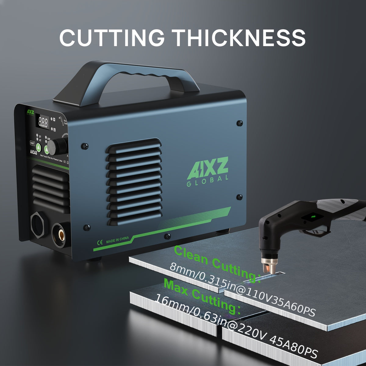 (Each Accessory Is Sold Separately) The AIXZ AIC45II Plasma Cutter Features Non-contact And Non-high-frequency Arc Ignition. It Is A 110V Digital Display Portable Metal Cutting Machine with 2T/4T Functions. The Fourth Option "supplies" Refers