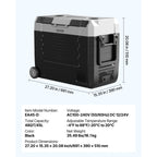 VEVOR Car Refrigerator, DC 12/24V AC100-240V Compressor Electric Cooler, -4°F to 68°F Truck Refrigerator, Wheels & Dual Zone, 48 QT Cars Cooler for RVs, Boats, Camping, Fishing