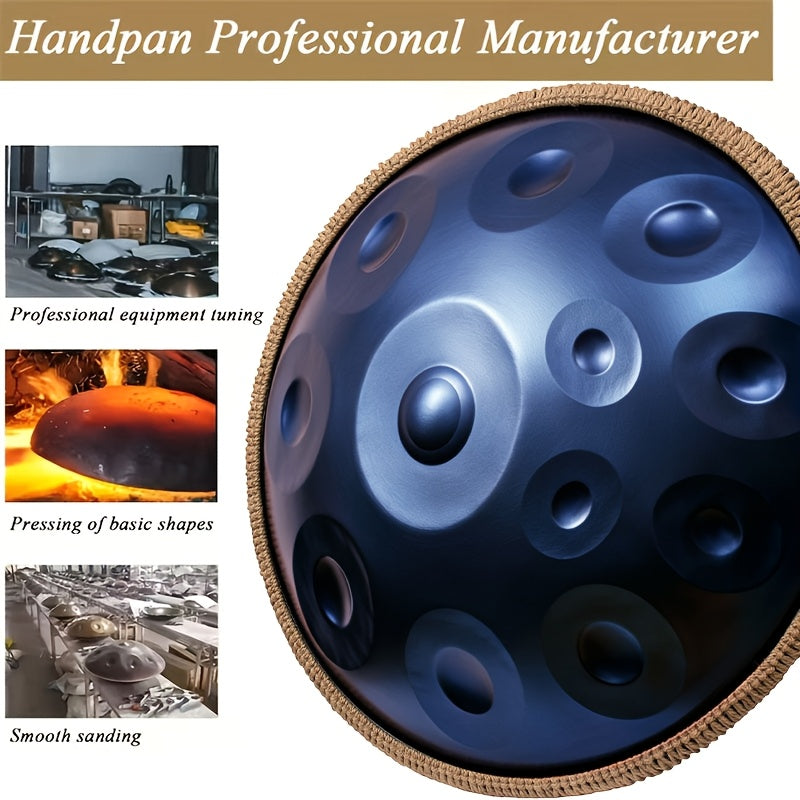 12 Notes Handpan Drum, 22Inch D Minor Kurd 432Hz Steel Tongue Hand Pan Drum for Adults Yoga Meditation, Hand Tuning Sound Healing Instrument Gift for Beginners with Soft Bag, Hand Mallets, Stand, Cloth, Sound Stickers
