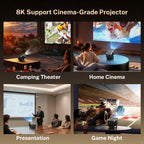 Smart Projector 8K Support Native 1080P, FHD Portable Projector, 5G WiFi And Bt5.4, Auto Focus & Keystone, 1400ANSI, Android 14, Compatible with PS5, Smartphones And Laptops, Perfect Gift!