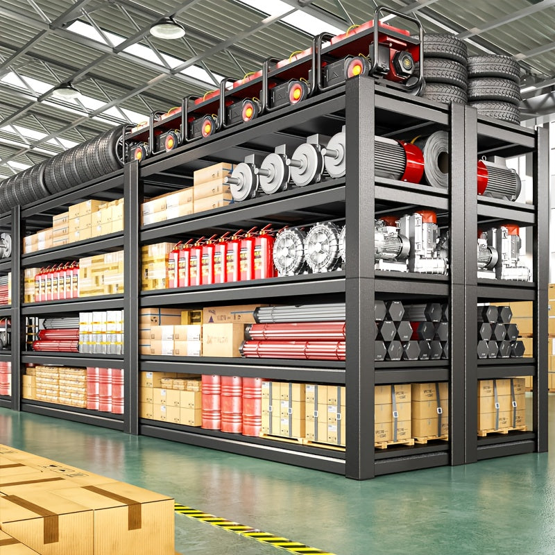 Commercial Adjustable Storage Rack, Maintenance Tool Rack, Easy Design, 510 Lbs Load Capacity Per Level, Free Height Adjustment Ready to Install, Basement, Garage, Warehouse Universal, Black, Standing Shelf, Standing Shelf