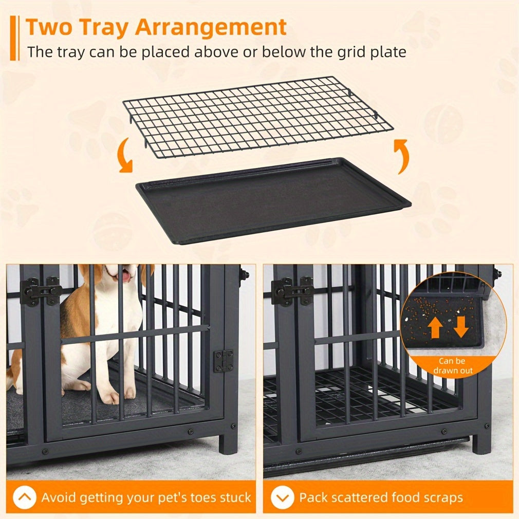 XL Large Dog Cage Heavy Duty Dog Crate Furniture, Unlimited Combinable Dog Kennel, Super Sturdy with Bottom Tray&3 Doors