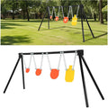 Outdoor Steel Target Stand Shooting System with 3 Gong Targets and 1 Torso Target, Powder-Coated Black Stand, Target Stand Kit