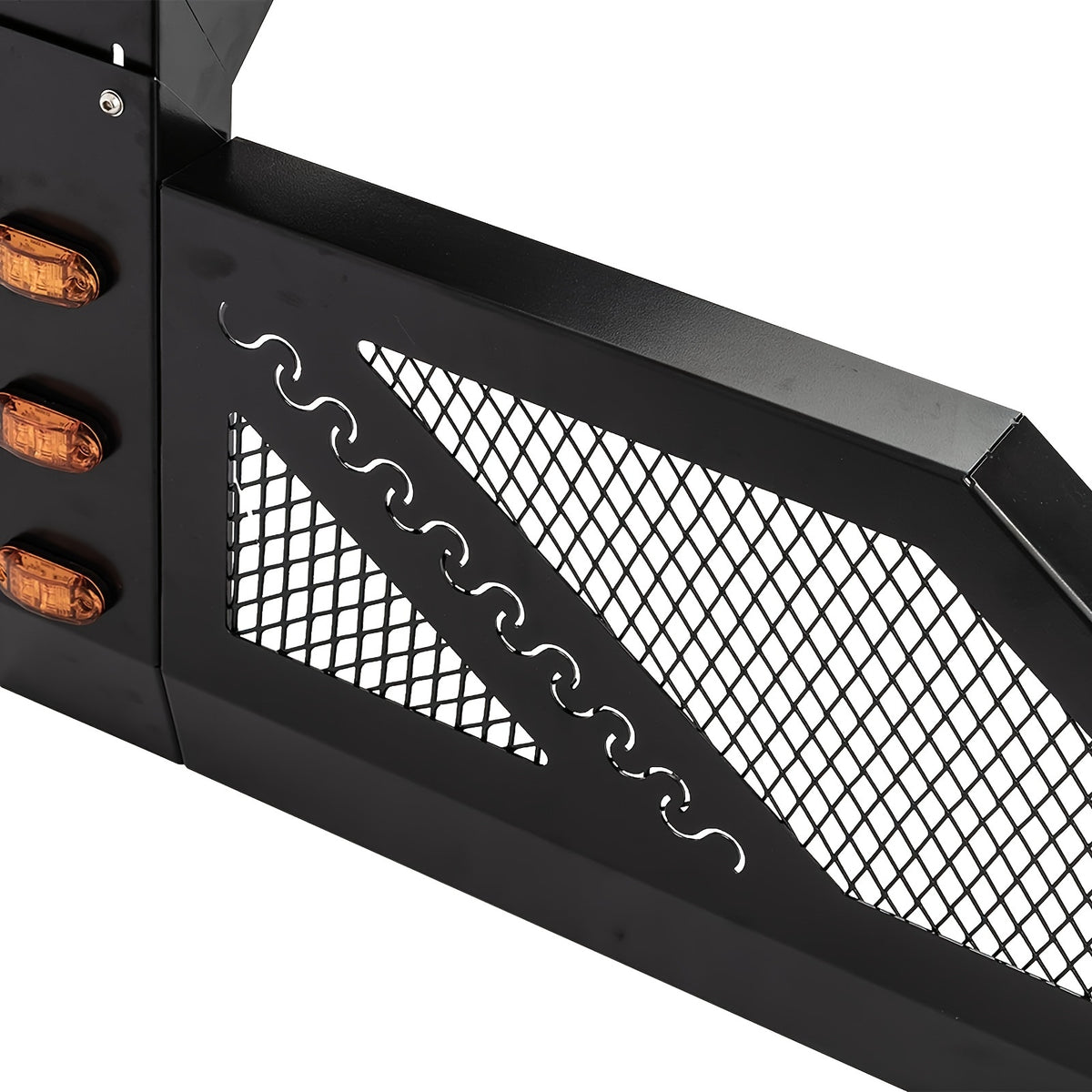 Truck Roll Bar Chase Rack Adjustable with 6 Amber Auxiliary Side Marker Lamps, Universal Fit for Pickup Trucks