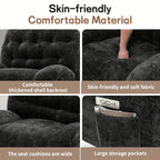 Living Room Swivel Recliner, Adult Electric Recliner with USB Ports and Side Pocket Storage, Comfortable Soft-shell Rocking Chair, Chenille Material Large-seat-width Recliner for the Living Room, Generously Wide Seating, a Fine Gift