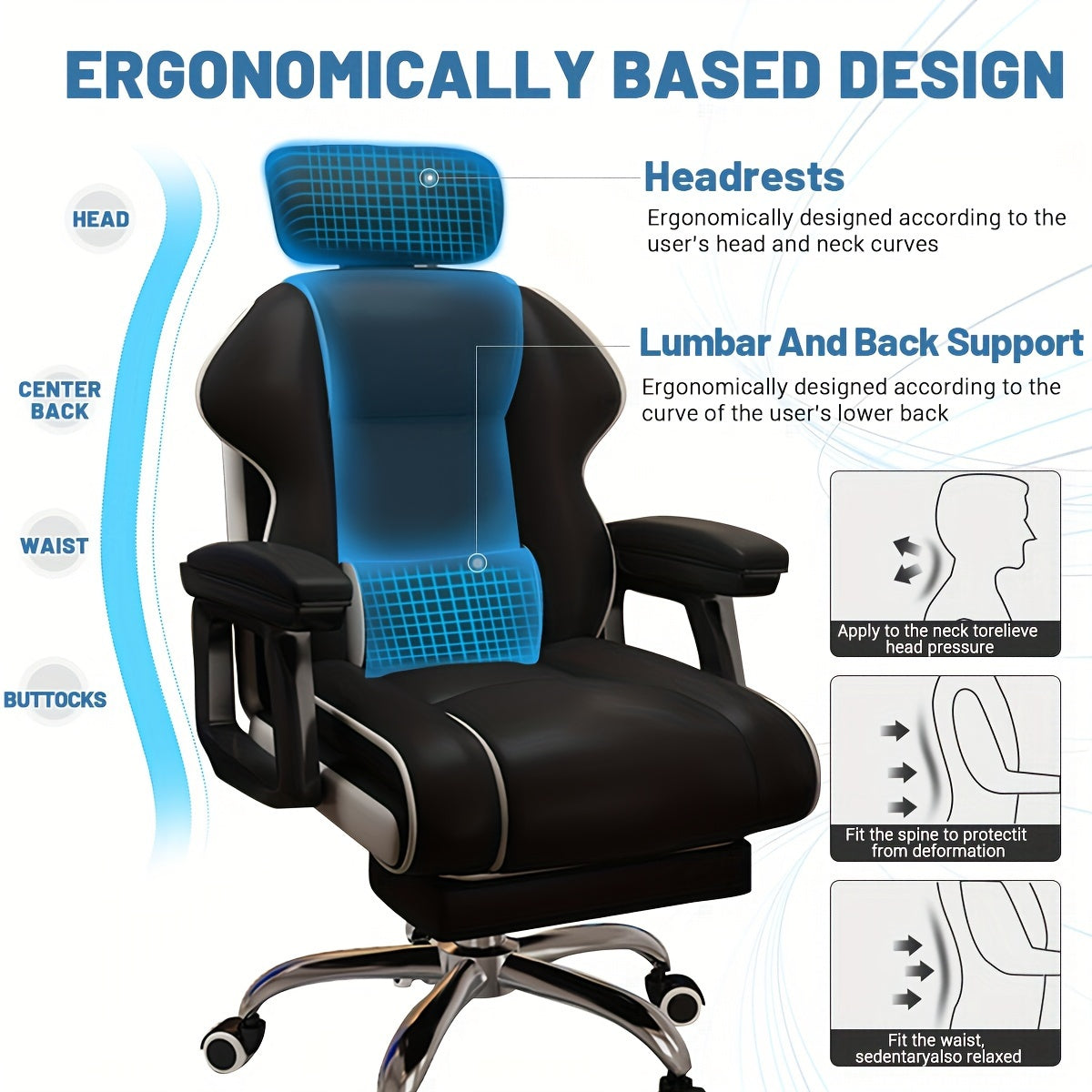 Advanced Computer Chair Home Desk Chair Ergonomic Height Adjustable Chair, Long Chair Armrest-advanced Office Chair Adjustable Height