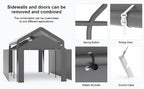 Carport Tent Car Ports Party Tent Heavy Duty Car Tent Car Shelter 10x20 Portable Garage Metal Storage Shelter Outdoor Event Tent Sun Shade with Removable Sidewalls & Doors, 230g Water-resistant PE Cover