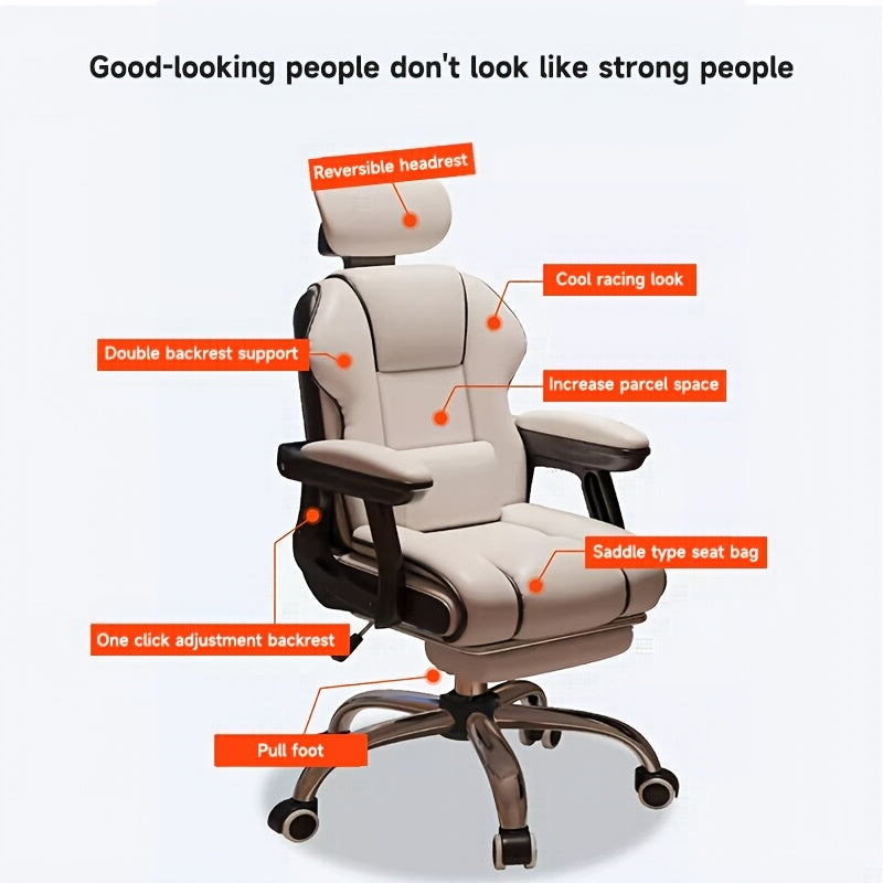 Ergonomic Adjustable Height Chairs with Cushions Armrest for Long Time Seating-High Office Chair with Footrest