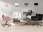 Modern Office Crossover Wheelchair, Luxurious Plush Vanity Chair with Wheels, Adjustable Armrests, Ergonomic Office Chair Suitable for Bedrooms, Computer Makeup Rooms, And Offices, Available in White, Black, Pink, And Gray, Stable And Durable