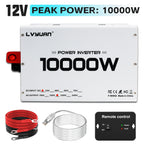 LVYUAN Power Inverter, 10, 000 W (Peak), 12V DC to 110V/120V AC Converter, Suitable for Homes, Rvs, Boats, Off-Grid Solar Systems, And Vehicles. Features USB Charging Ports, 4 AC Power Outlets, Dual USB Ports, an LCD Display, And A Remote Control