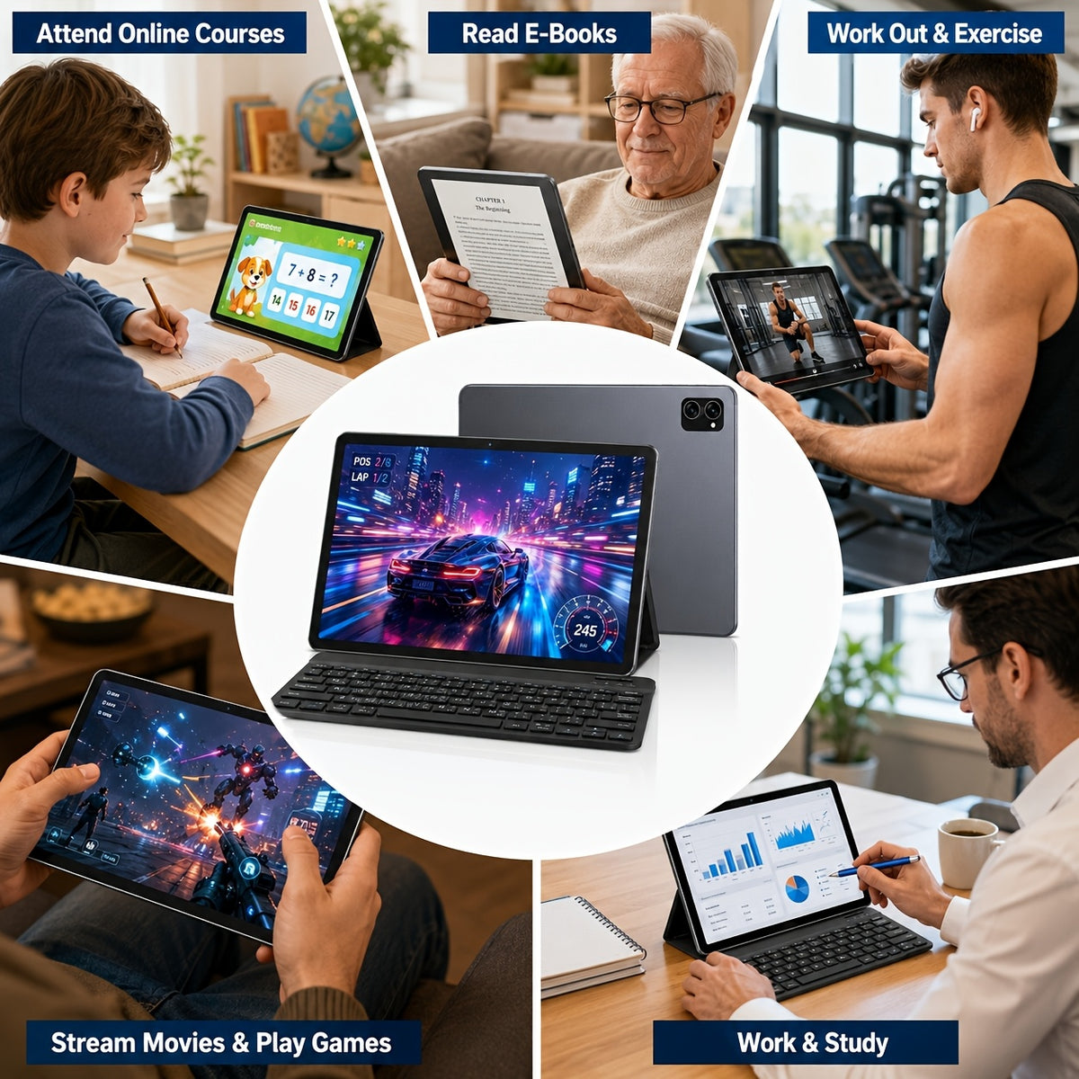 TABWEE T20 Android 16 New 2026 Tablet, HD IPS Large Screen, Unisoc Octa-Core High-Performance CPU, 24(8+16)GB RAM + 256(2TB Expand), 8MP+5MP Dual Cameras, Support Long Battery Life, Face Unlock, Widevine L1, Gemini Ai, And 90Hz High Refresh Rate