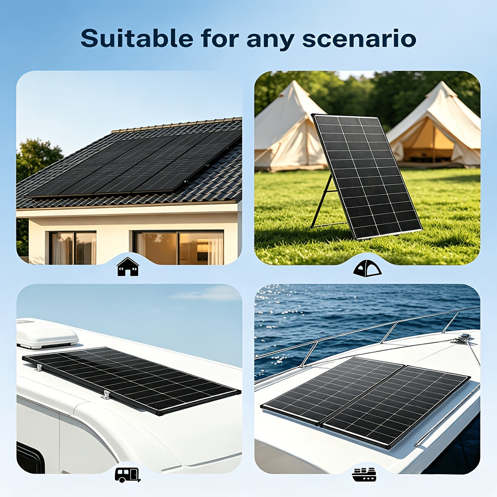 Bifacial Solar Panel Set, 400W Four-Panel Configuration for Rooftop, Farm, RV and Off-Grid Power Systems