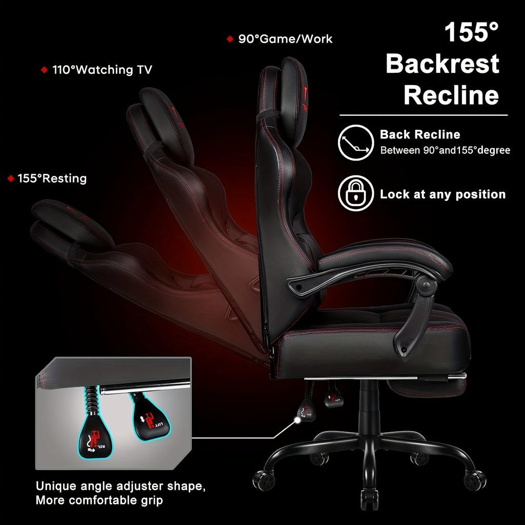 Big And Tall Gaming Chair 400lb Weight Capacity With Footrest, Ergonomic Video Game Chair For Adults With Oversized Headrest And Lumbar Pillow, Computer Chair Gaming For Office