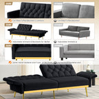 ACMEASE Velvet Sofa Bed Featuring Adjustable Armrests And Backrests, a Contemporary Recliner Sleeper Couch with a Tufted Design, a Convertible Loveseat Sofa with Golden Legs Suitable for The Living Room, Bedroom, Or Studio