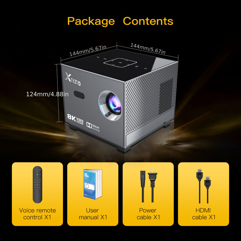 Smart Mini Projector, HD Portable With Dual Band WiFi 6 And BT 5.0, Supports 8K Decoding Native 720P 200 Inch Screen, Android 11.0 OS, Compatible With Smartphones iPad TV HDTV, Creating A Mobile Home Theater Experience, A Budget Gift Suit