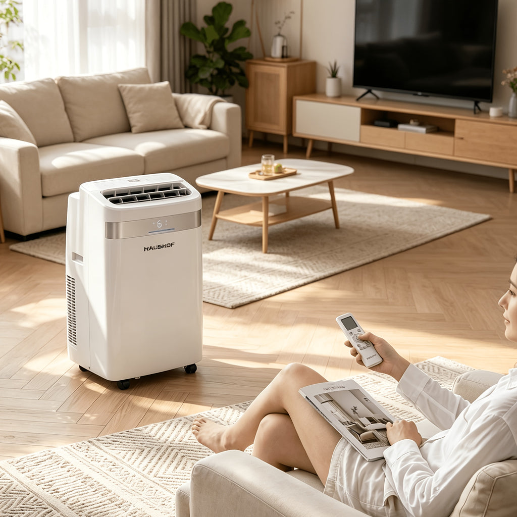 12000/14000 BTU Portable Air Conditioner, 4-In-1 Compact AC Unit for Home/Office, Cooling, Fan, Dry & Sleep Mode, AC with Auto Swing, Remote Control & Window Kit Included