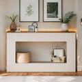 55.11-Inch Farmhouse Console Table, 2-Tier Rustic Entryway Table with Storage, Rectangular Sofa Table Behind The Couch for Living Room, Hallway, Entrance