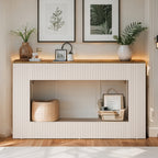 55.11-Inch Farmhouse Console Table, 2-Tier Rustic Entryway Table with Storage, Rectangular Sofa Table Behind The Couch for Living Room, Hallway, Entrance