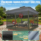 12x12ft/13x13ft Pop-Up Gazebo, Canopy with 4 Removable Mosquito Nets, Includes 4 Sandbags And Carry Bag, 3 Height Adjustments, Outdoor UV-Protective Gazebo, Easy to Carry And Set Up, Ideal for Gardens, Lawns, Parties, Camping, Fairs, Outdoor Events