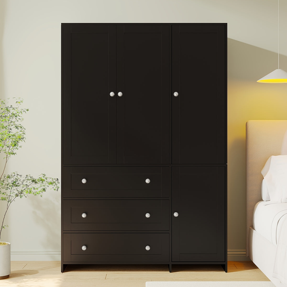 31.5"/47"/63" Large Wardrobe Armoire Closet with Hanging Rod, Mirror And Doors, Drawers & Shelves, for Bedroom