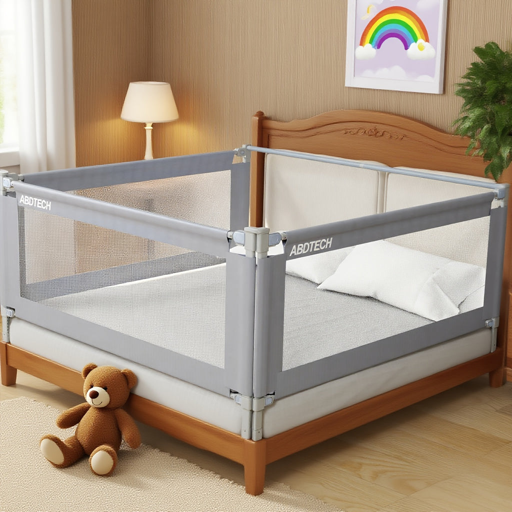 (3 Packs with Bar) Bed Rail Guard for Baby, Safety Bed Rail for Toddlers, Reinforced Large S-Shape, Height Adjustment, Dual Side Lifting, Fit for King Size Bed