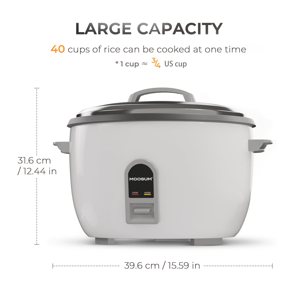 MOOSUM Commercial Rice Cooker, with a Large Capacity of 30 Cups Uncooked And 60 Cups Cooked, Features One-Touch Operation And a 12-Hour Keep Warm Function, Making It User-Friendly And Easy to Clean