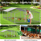 Large Metal Chicken Coop & Enclosure Kit, Featuring Climbing Perches, Wire Mesh Siding, And A Waterproof, UV-Resistant Canopy, Advanced Series Outdoor Walk-in Run, Suitable For Chickens, Ducks, Rabbits, And Dogs