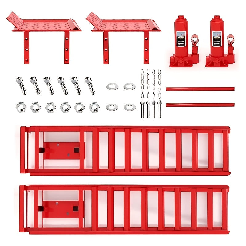 2-Pack Hydraulic Car Ramps, 11050LBS 5T Car Ramps High Lift 9"-14.2", Heavy-Duty Iron-Made Vehicle Lift Ramps, Automotive Truck Service Ramps for Oil Changes And Maintenance