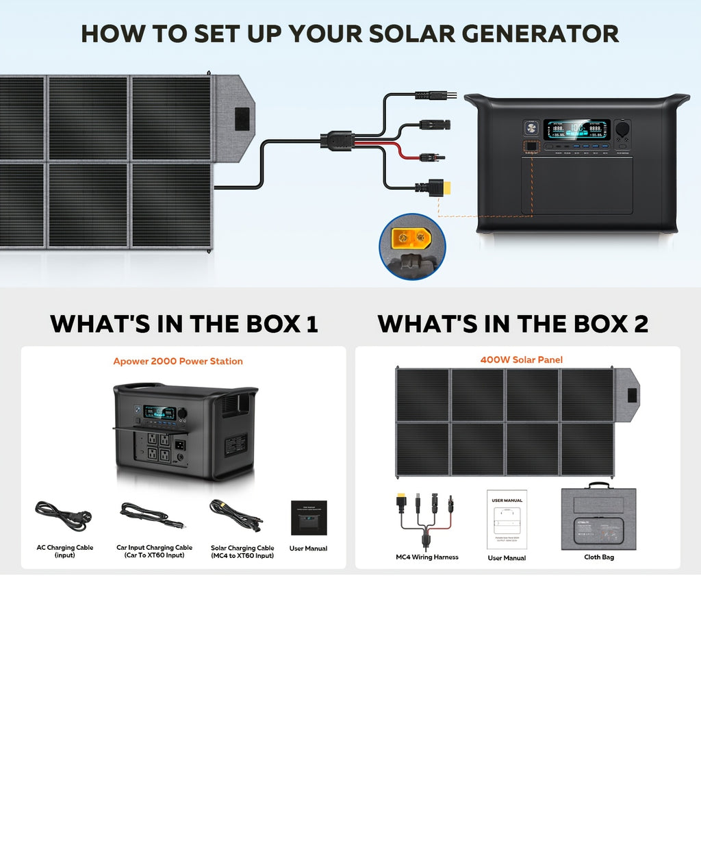 Ctolity AP2000 2048Wh 2400W (Peak 4800W), AP1000 1024Wh 1800W (Peak 3600W), AP400 345Wh 500W (Peak 1000W) Portable Power Station, Lifepo4 Battery, UPS Function, Solar Generator For Camping, Fast Charging High Capacity, Pure Sine Wave