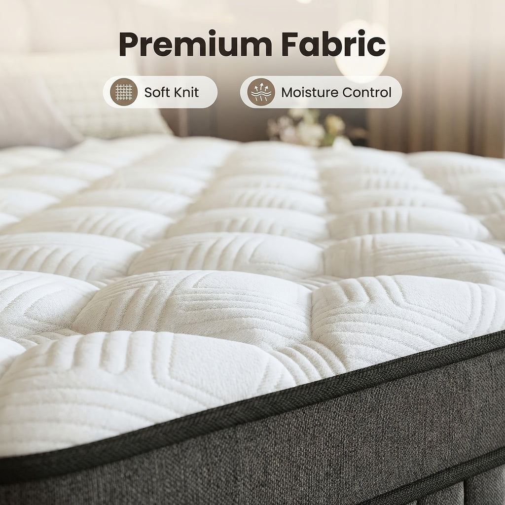 12in/14inch Twin, Full, Queen, King, Mattress Memony Foam And Spring, Medium Firm Mattress For Cooling, Pressure Relief, Edge Support & Motion Isolation Boxed