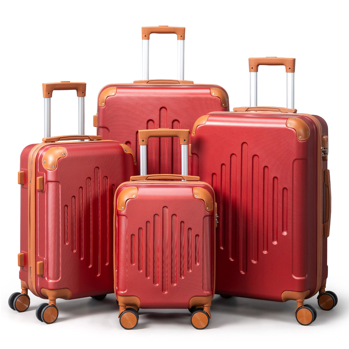 4 Pc Luggage Sets, Durable Hard Shell 4 Piece Set Suitcase with Spinner Wheels, Hardside Lightweight Luggage set, Large Travel Luggage Set (16"20" 24" 28"), mixed color