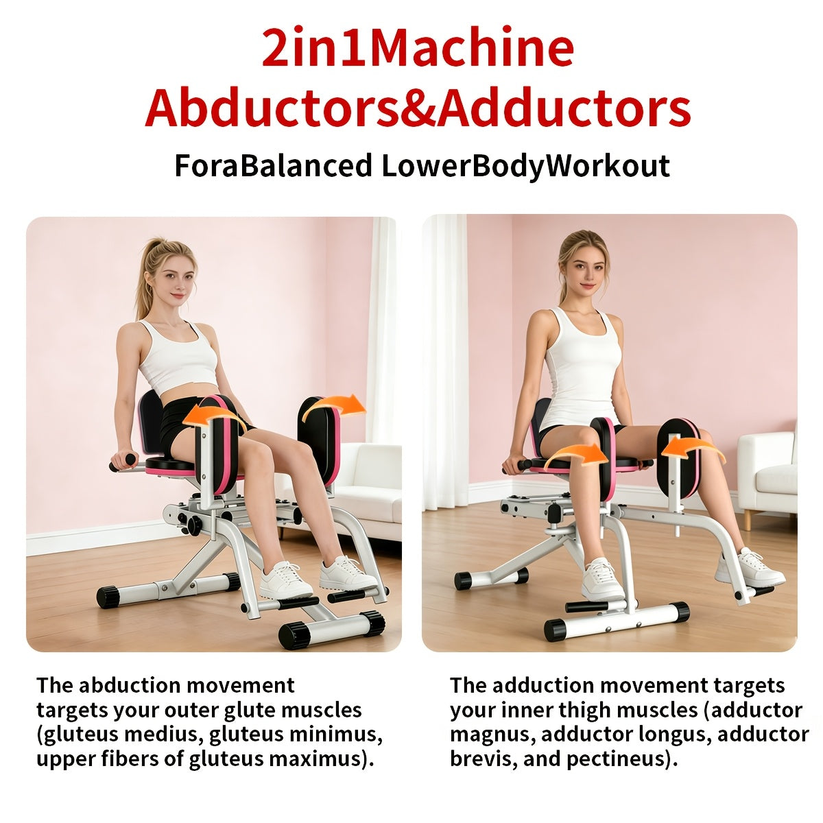 New 2-In-1 Dual Resistance Band Glute Trainer - Hip Abduction And Adduction Exercise Equipment - 1-15 Levels of Resistance Adjustment, for Glute Strengthening Training, Suitable for Home Use, Can Train Upper Back, Adjustable Glute Trainer