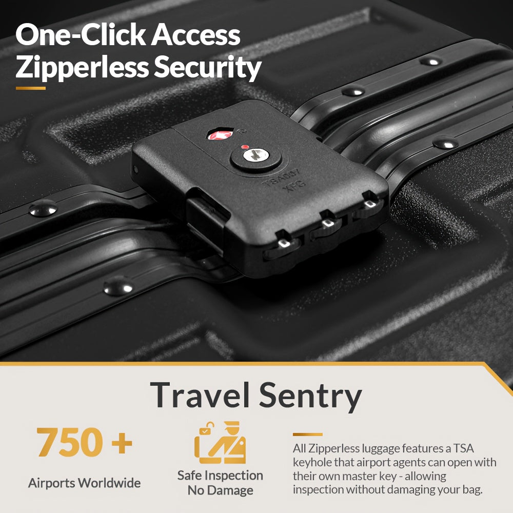 Zipperless Luggage with Spinner Wheels TSA Approved Large No Zipper Aluminum Frame Luggage PC+ABS Hard Travel Suitcase 28inch Checked Hard Shell Suitcases Or Luggage Set 2pcs (20inch Carry On+28inch Checked)