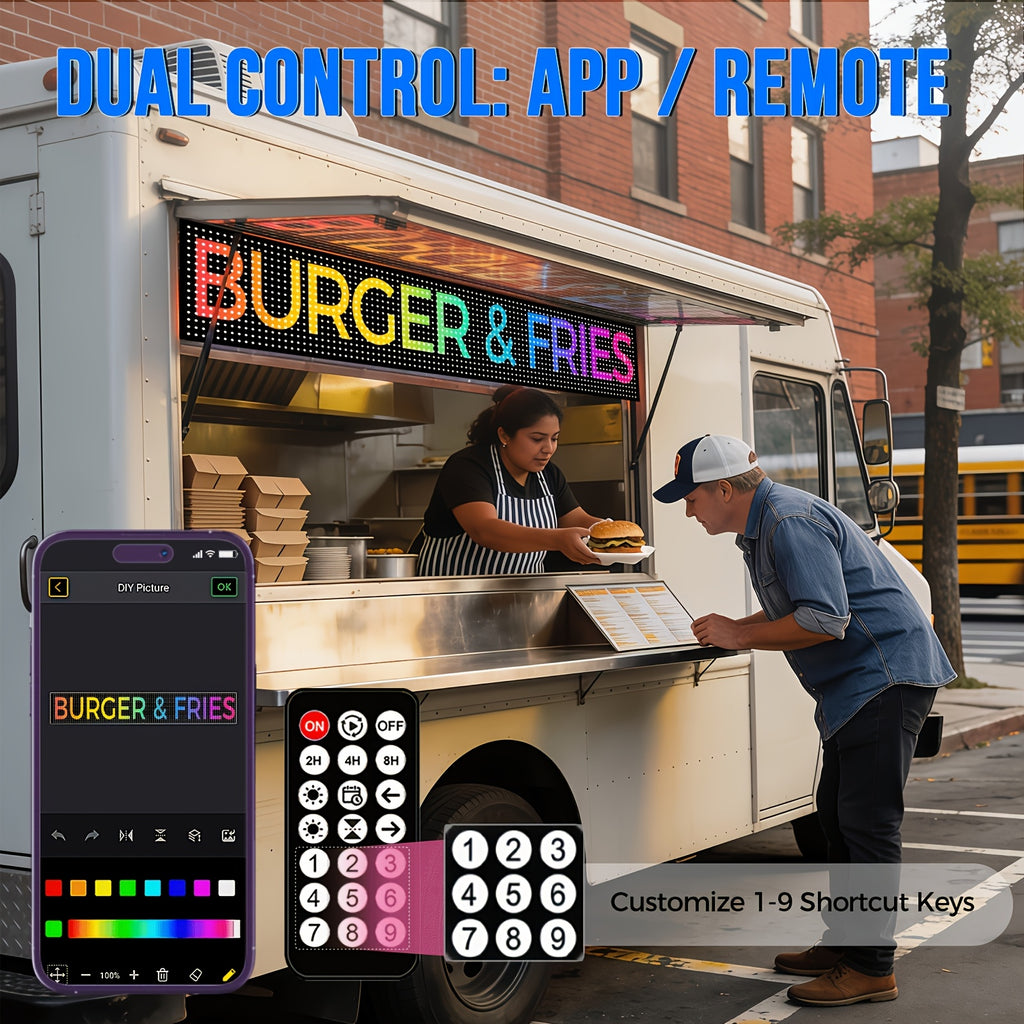 Decorative Signs And Plaques - LED Scrolling Display Screen, Soft Foldable Design, Easy Installation, APP Control, USB Powered, Flexible LED Sign for Store, Mobile Food Truck Advertising, LED Sign, Programmable LED Sign