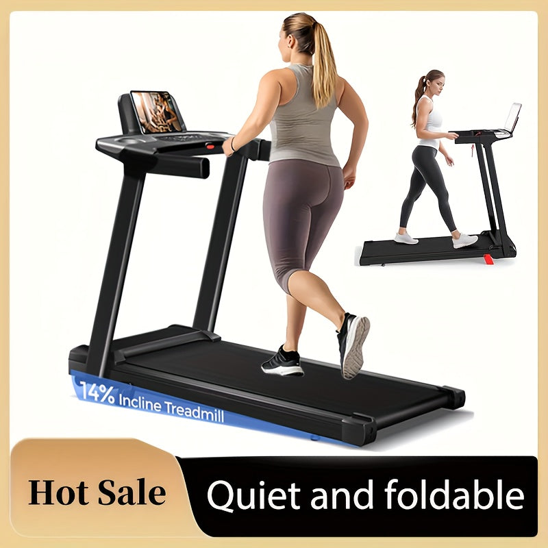 3-in-1 Treadmill with 14% Incline, Portable Treadmills for Home with Handle, Foldable Treadmills with 300 Lbs Weight Capacity, 3.0HP Quiet Walking Pad Treadmill