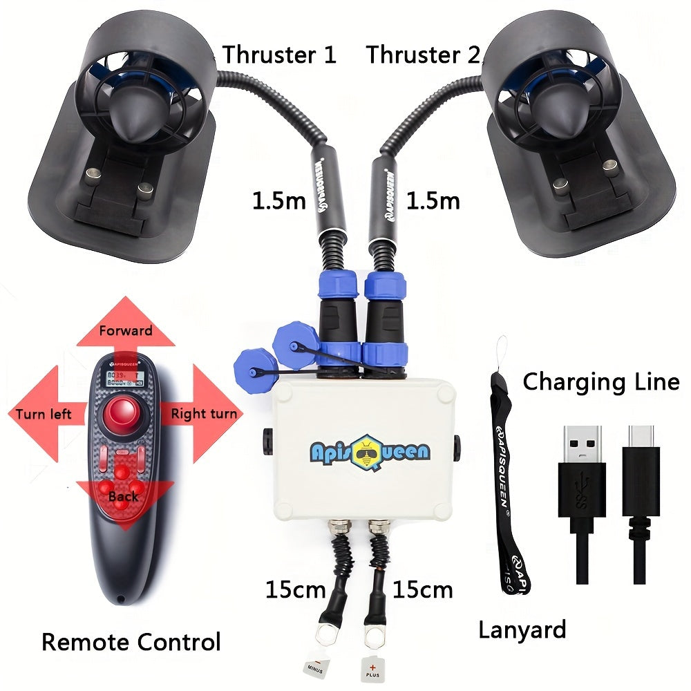 U2 Kit 12-16V Brushless Underwater Thruster 3.4kg (7lbs) Thrust with 45A Bi-directional ESC and Non-Waterproof Remote Control for ROV, Fishing Boat, Kayak Applications