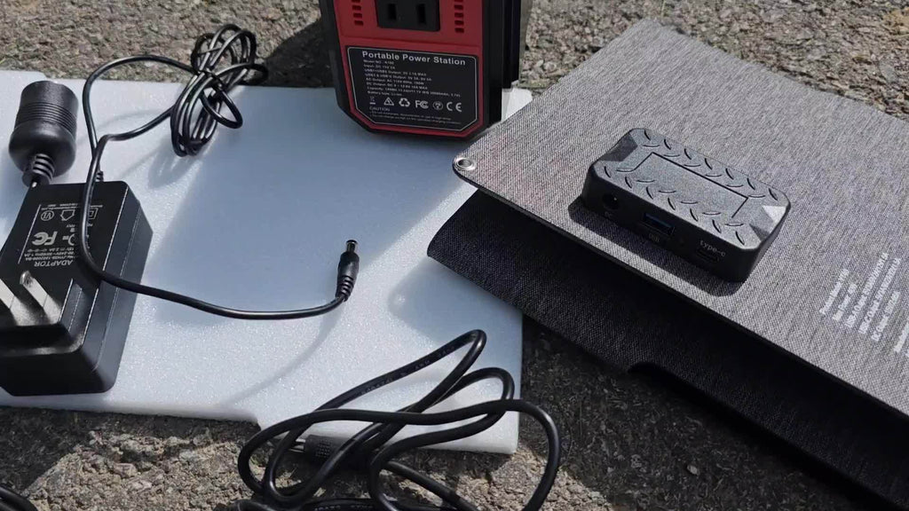 [Outdoor Camping Easter Gif] 100W 146Wh Portable Power Station Solar Generator with Foldable Solar Panel Charger, Laptop Phone Backup Battery Power Bank with AC, DC USB USB-C Output And LED Light for Outdoor Camping Traveling Adventure RV Trip Home Emerge