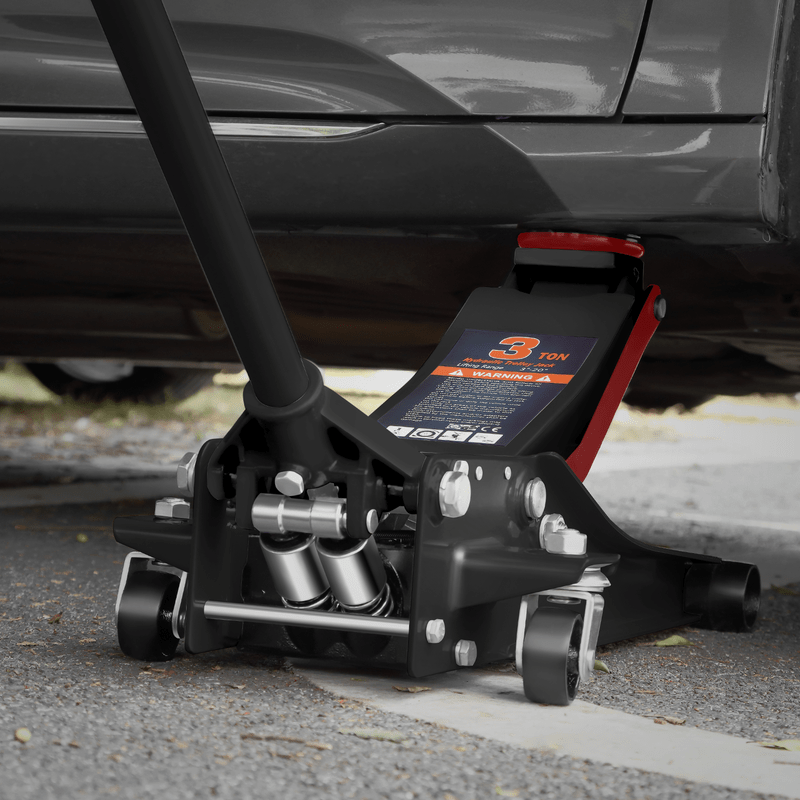 3 Ton (6000 lbs) Capacity, Low Profile Hydraulic Trolley Service/Floor Jack, Lifting Range 3"-20"