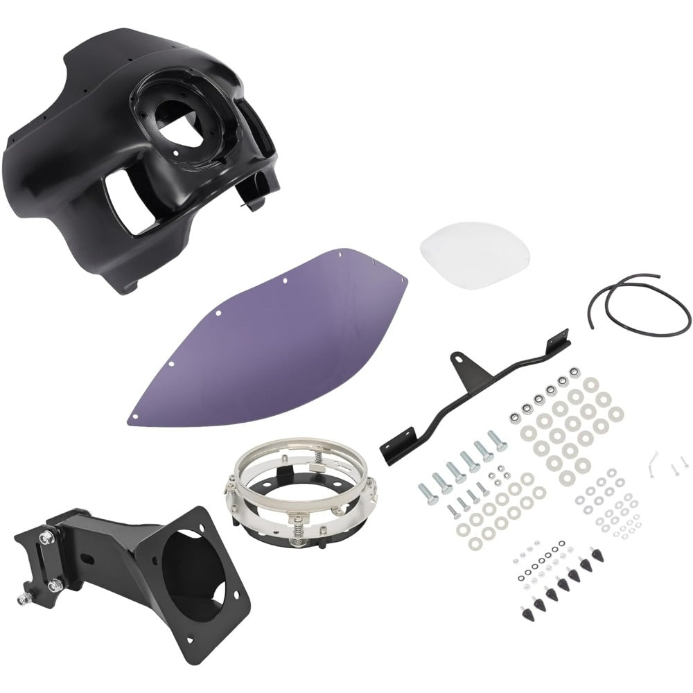 Front Upper Fairing&Headlight Mount Compatible with 2006-2017 Dyna Low Rider FXDL/I Street Bob FXDB/I Super Glide FXDC/I FXD/I FXD/I Front Fairing Kit Smoke Windshield