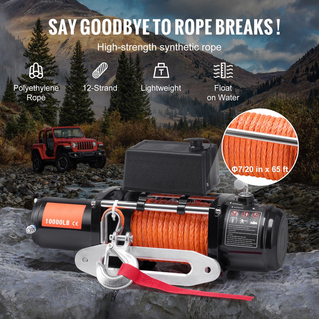 VEVOR Electric Winch Truck 10, 000 lb, 12V, for UTV, ATV, Jeep, and Truck Wrangler