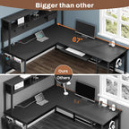 L-Shaped Gaming Desk, Reversible from a 67-Inch Corner Setup to a 94.5-Inch Two-Person Workstation