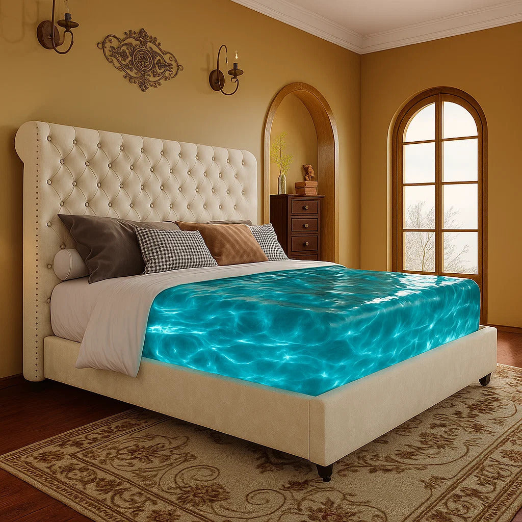 ALBOTT Upholstered Platform Bed Frame With 52.8 Inch Sleigh Headboard- Button Tufted Design, No Box Spring Required, Easy To Assemble